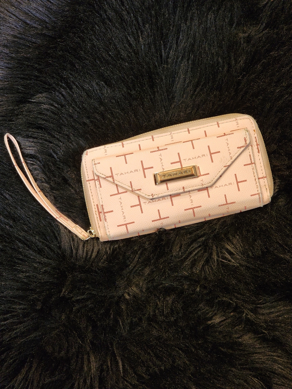 T Tahari Dusty Rose/Mauve Logo Wristlet Wallet